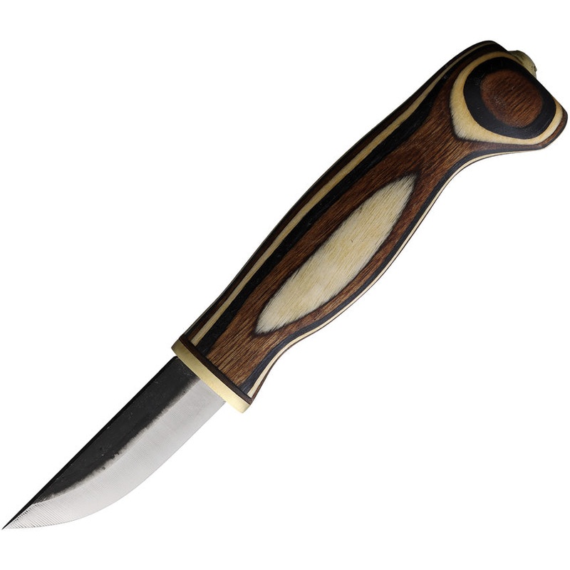 Wood Jewel Zebra Wood Carbon Steel Fixed Blade Knife w/ Brown Belt Sheath 23ZVP