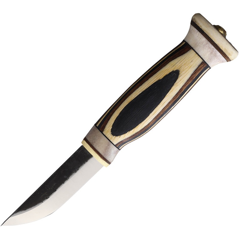 Wood Jewel Zebra Wood Carbon Steel Fixed Blade Knife w/ Leather Belt Sheath 23Z