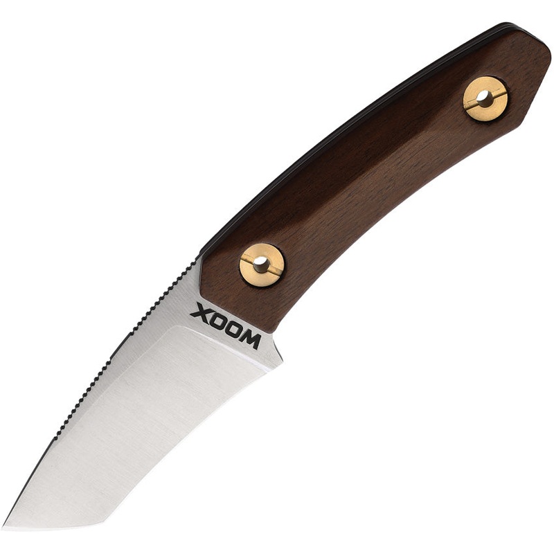 WOOX Bad Boy Walnut Wood Stainless Tanto Fixed Blade Knife w/ Belt Sheath K03001