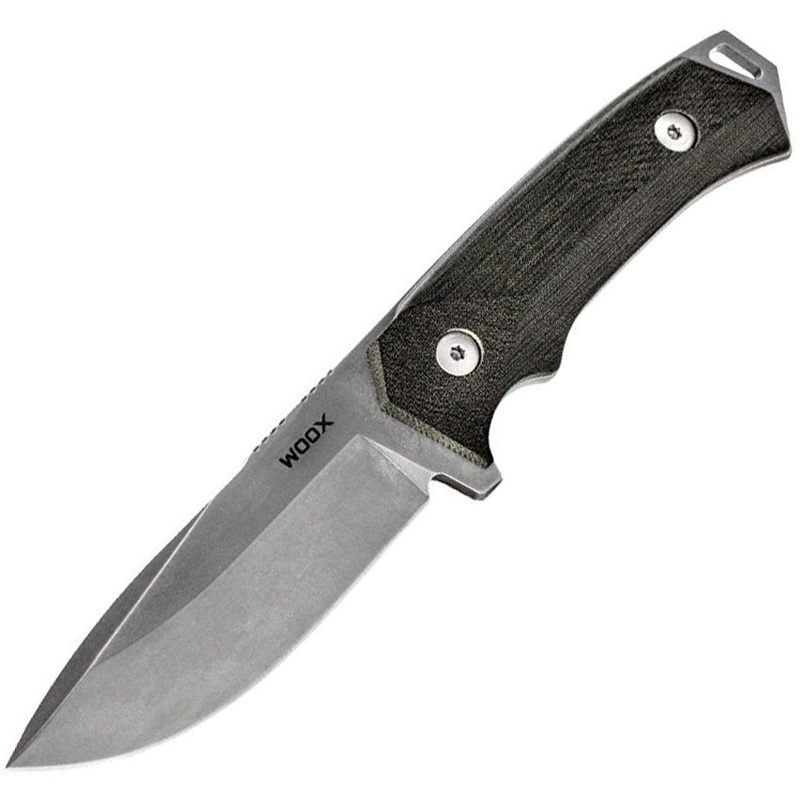 WOOX Rock 62 Black Micarta Sleipner Drop Pt Fixed Blade Knife w/ Sheath K00105