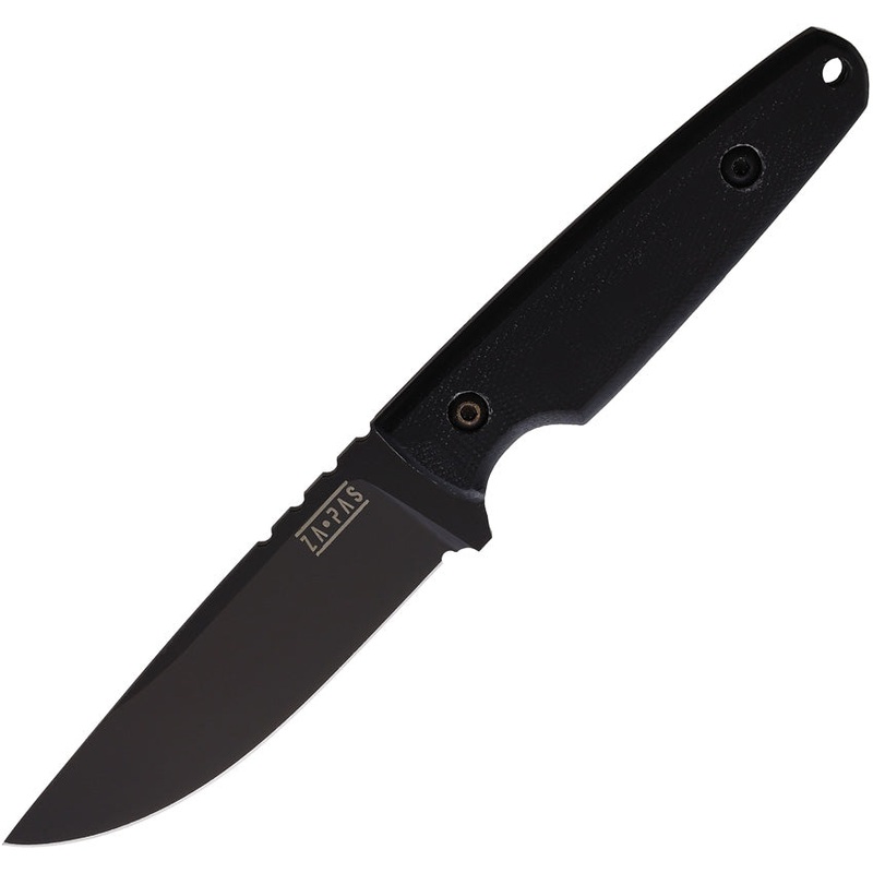ZA-PAS Knives Handie Black G10 Carbon Steel Fixed Blade Knife w/ Sheath S0031