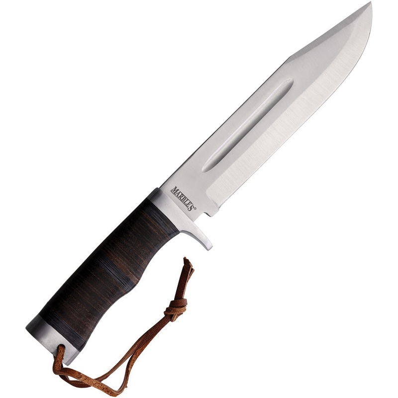 Marbles Hunter Stacked Leather Stainless Fixed Blade Knife w/ Belt Sheath 626