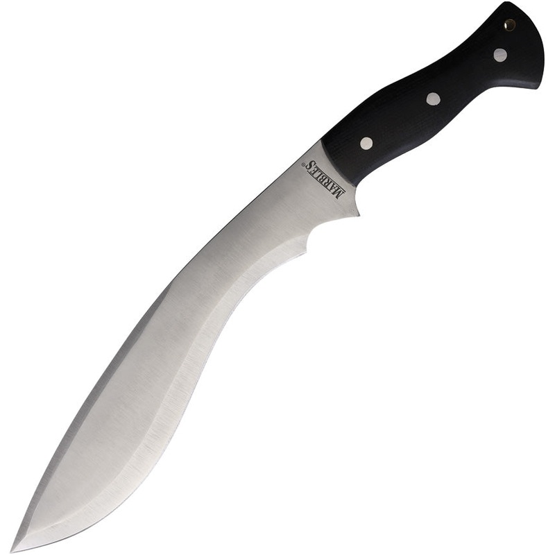 Marbles Kukri Black Micarta Stainless Fixed Blade Knife w/ Leather Sheath 619