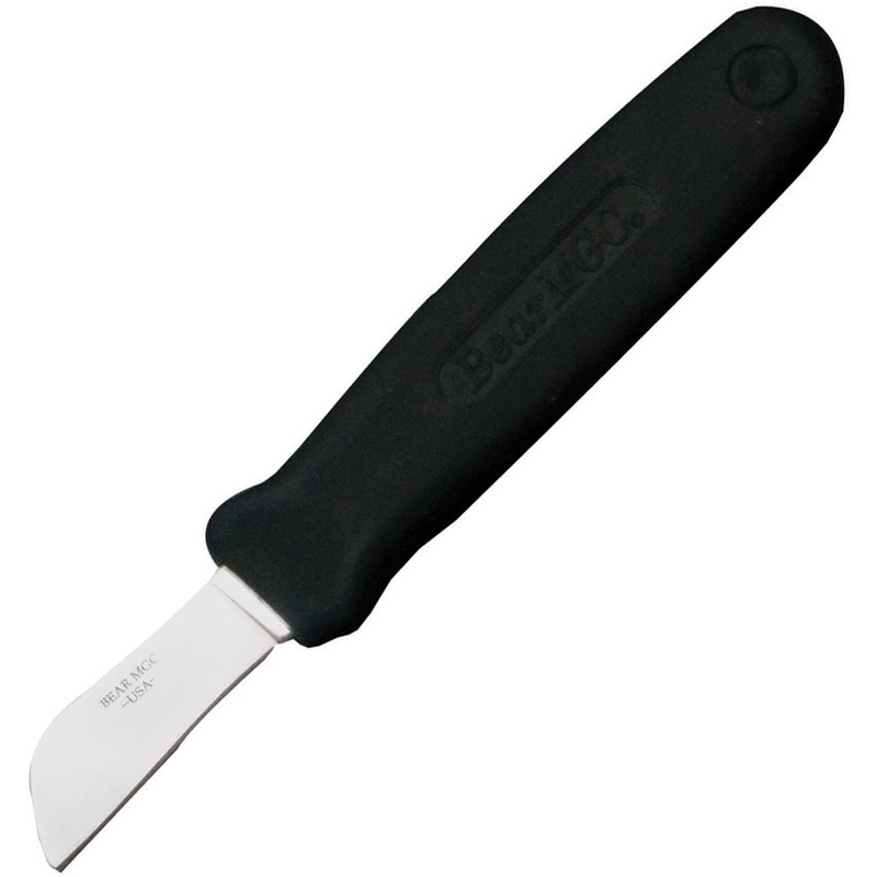 Bear & Son Cushion Grip Splicer Black Carbon Stainless Fixed Blade Knife 486
