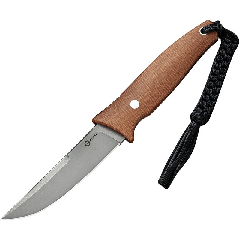 Civivi Tamashii Brown Micarta D2 Steel Fixed Blade Knife w/ Belt Sheath 190465
