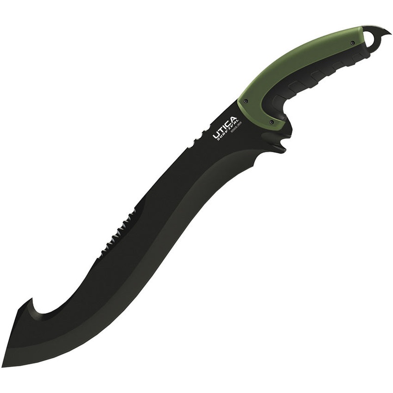 Utica Timber Tamer II Black & Green 8Cr13MoV Machete w/ Belt Sheath 911306CP