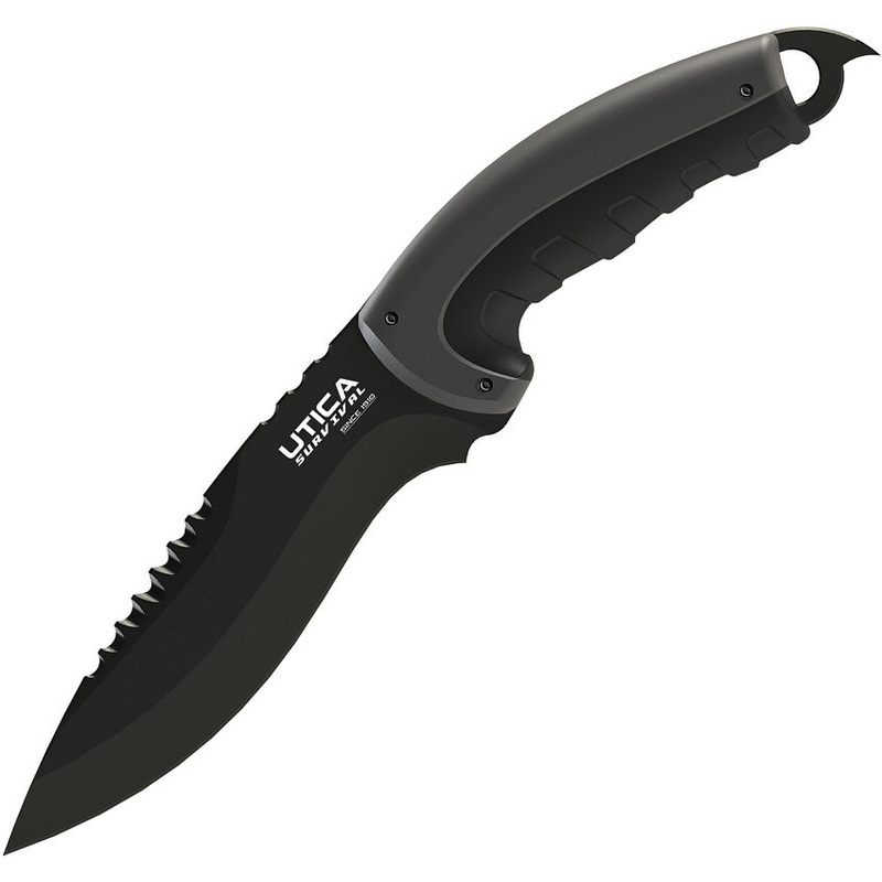Utica Timber Tamer III Black & Green 8Cr13 Fixed Blade Knife w/ Sheath 911307CP