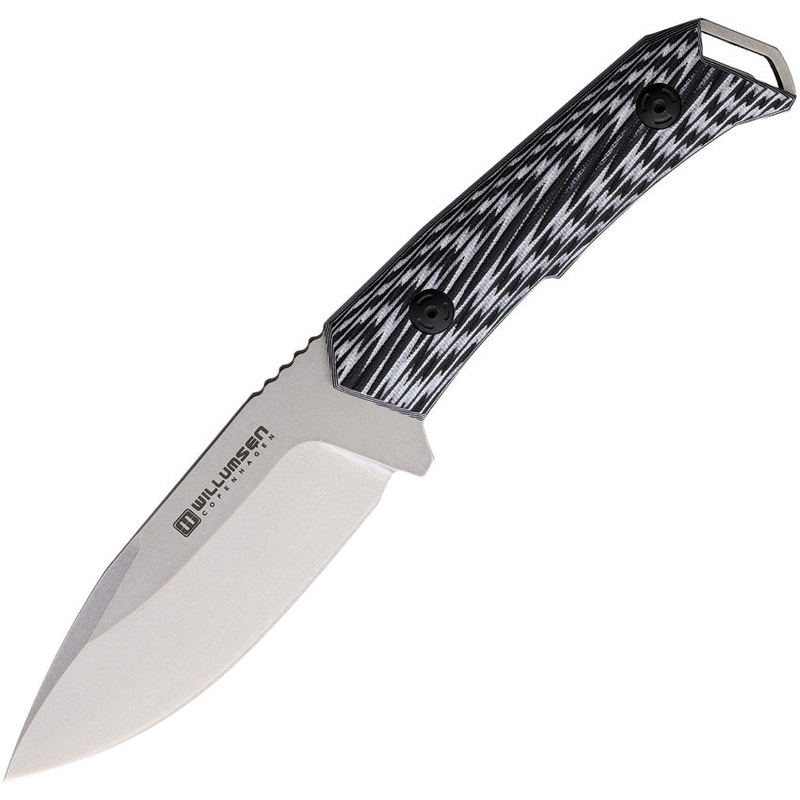 Willumsen Copenhagen Paragon Black & White G10 AUS-8 Fixed Blade Knife DL22TGR