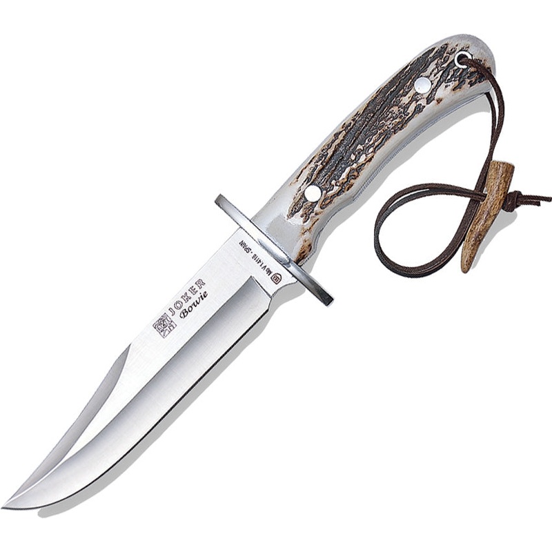 Joker Bowie Stag 1.4116 Stainless Clip Pt Fixed Blade Knife w/ Belt Sheath CC96