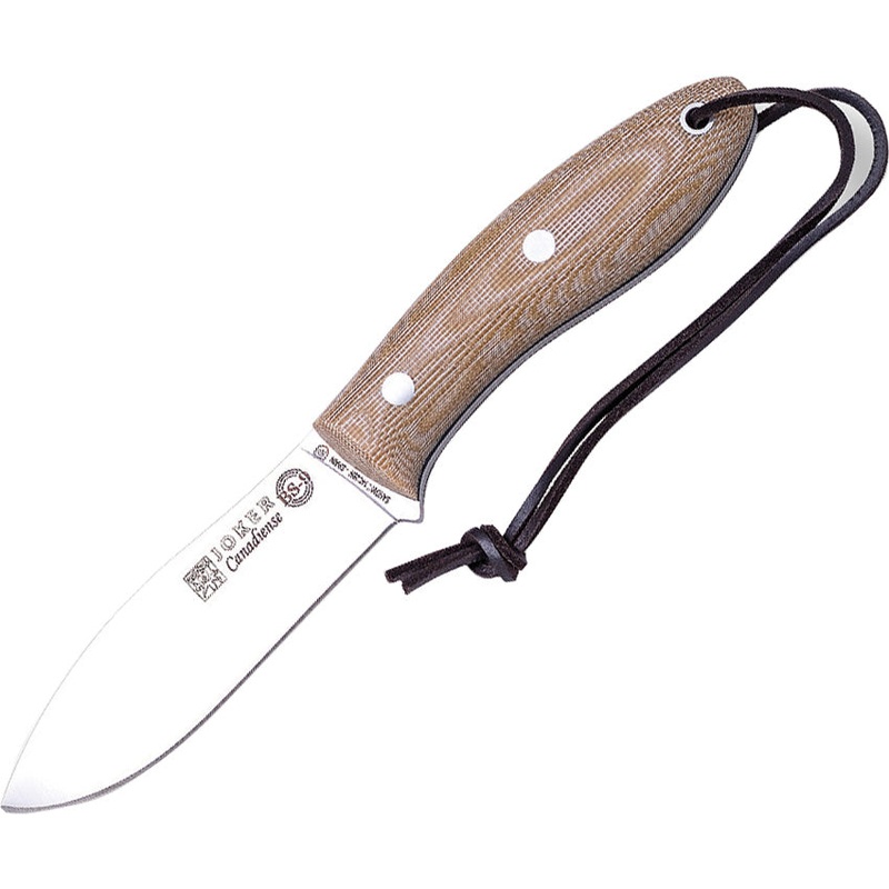 Joker Canadian Tan Micarta 14C28N Sandvik Fixed Blade Knife w/ Belt Sheath CM114