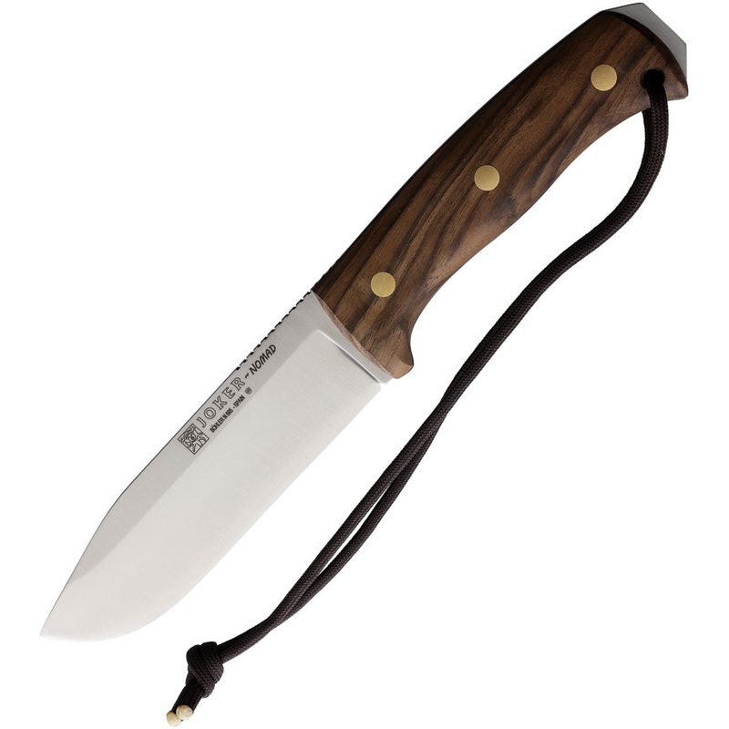 Joker Nomad Walnut Bohler N695 Stainless Fixed Blade Knife w/ Belt Sheath CN125