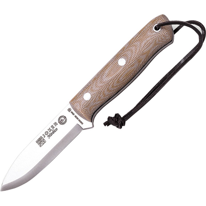 Joker Nordic Tan Micarta 14C28N Sandvik Fixed Blade Knife w/ Belt Sheath CM115