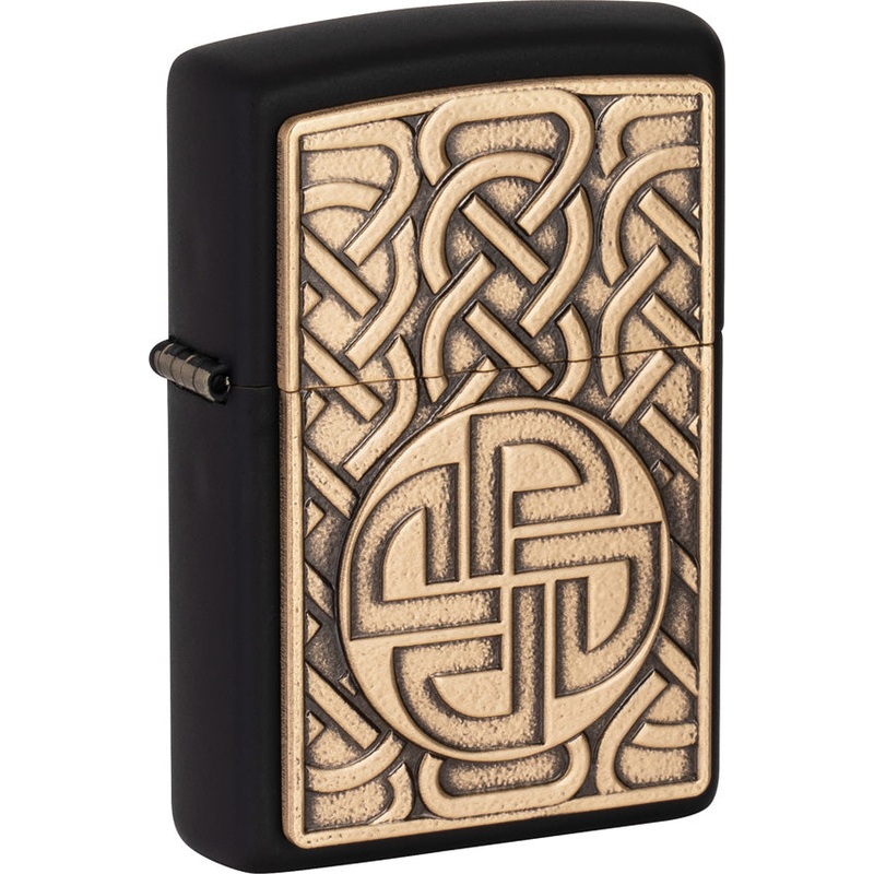 Zippo Brass Norse Emblem Black Matte Windproof Lighter 70347