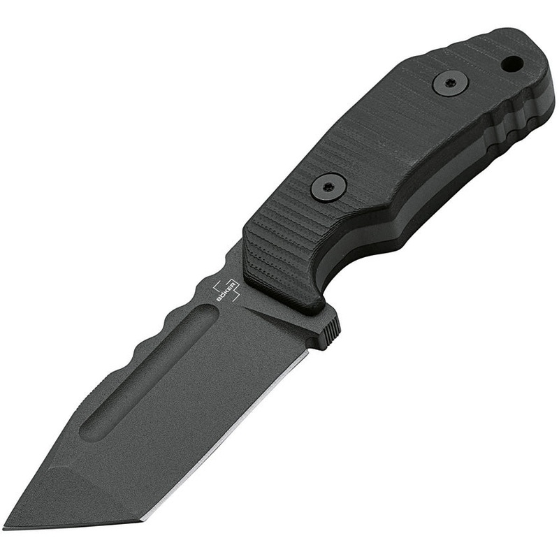 Boker Plus Little Dvalin Black G10 D2 Steel Tanto Fixed Blade Knife P02BO034