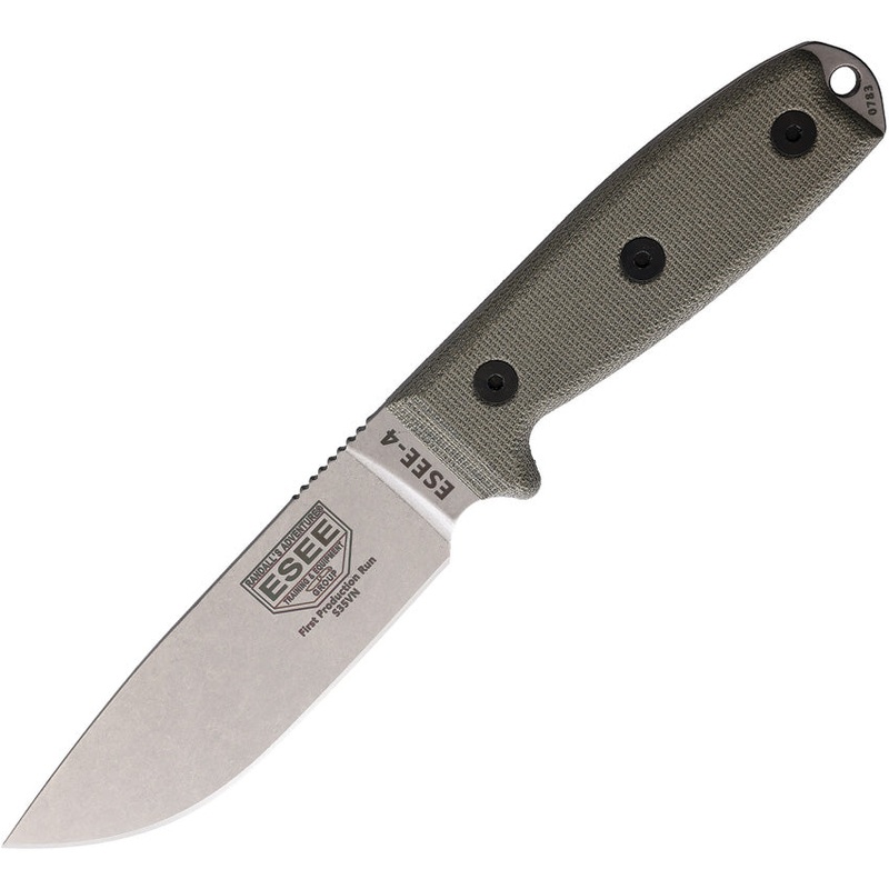 ESEE Model 4 Green Micarta S35VN Stainless Fixed Blade Knife w/ Sheath 4PS35V