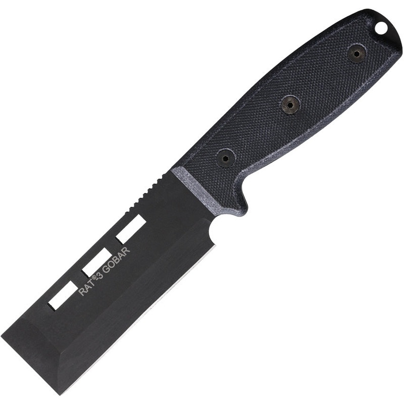 Ontario RAT 3 Gobar Blue-Gray Micarta Carbon Steel Fixed Blade Knife 8660