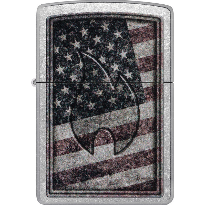 Zippo Americana Flag Design Flame Street Chrome Windproof Lighter 23776