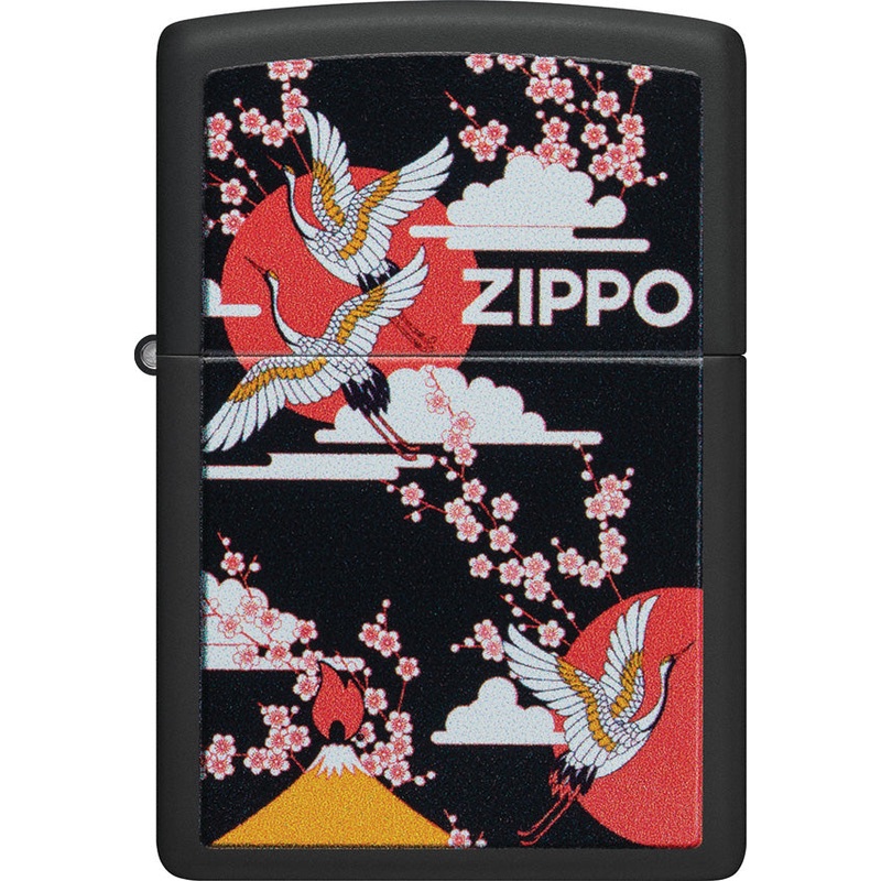 Zippo Crane Design Black Matte Windproof Lighter 23777