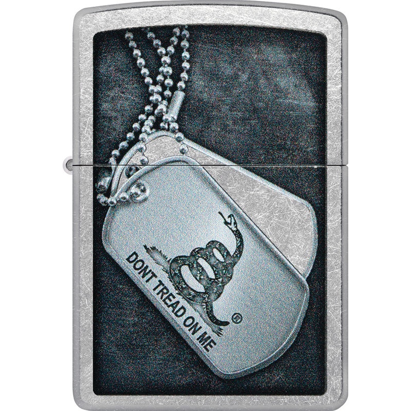 Zippo Dont Tread On Me Dog Tag Design Street Chrome Windproof Lighter 72437