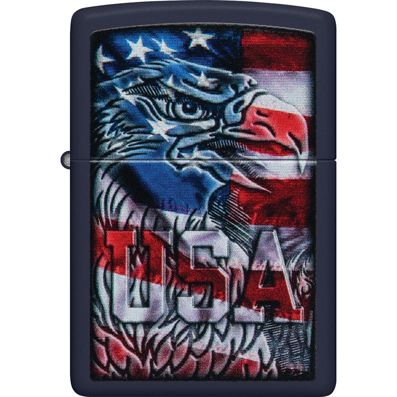 Zippo Eagle Flag Design Navy Matte Windproof Lighter 23780