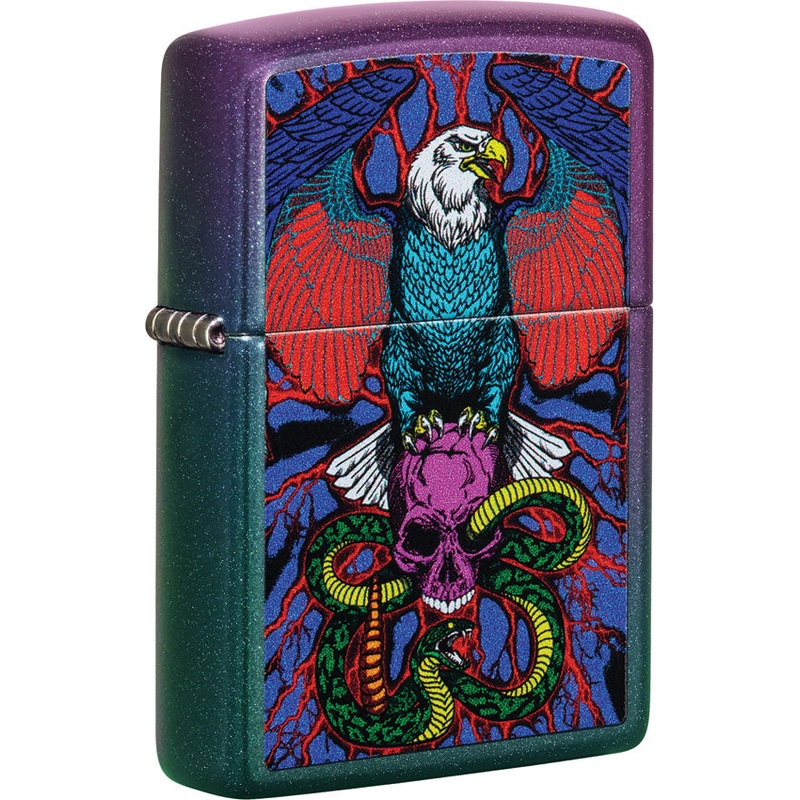 Zippo Eagle & Snake & Skull Design Iridescent Windproof Lighter 70429