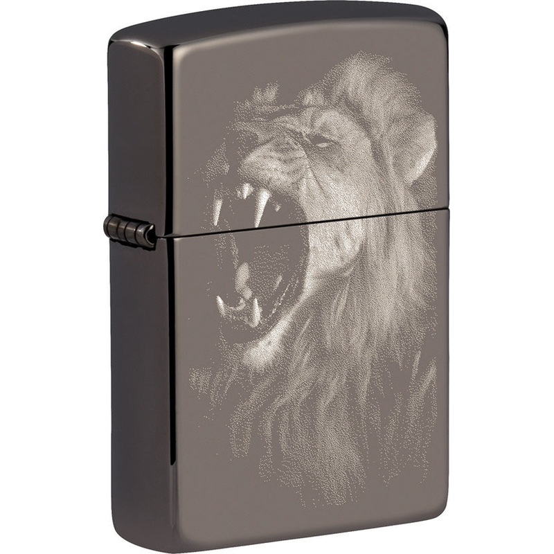 Zippo Fierce Lion Design Black Ice Windproof Lighter 19929