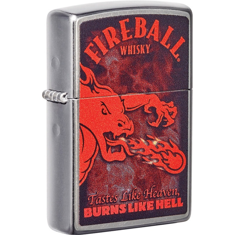 Zippo Fireball Dragon Design Street Chrome Windproof Lighter 17302
