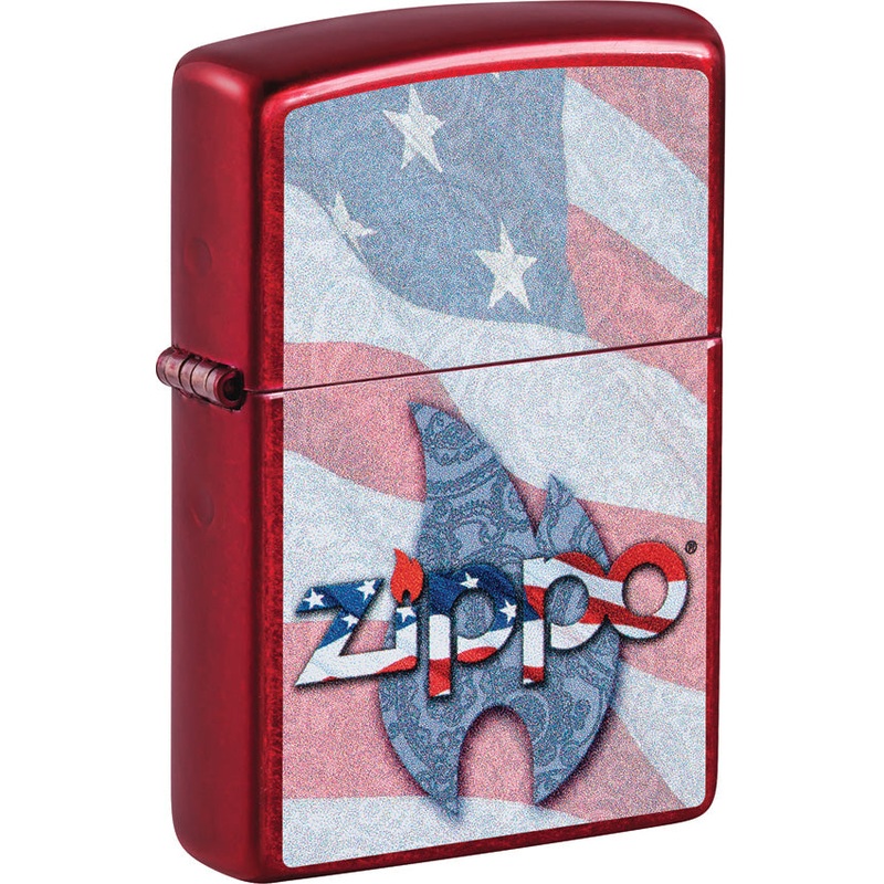 Zippo Flag Design Candy Apple Red Windproof Lighter 71864