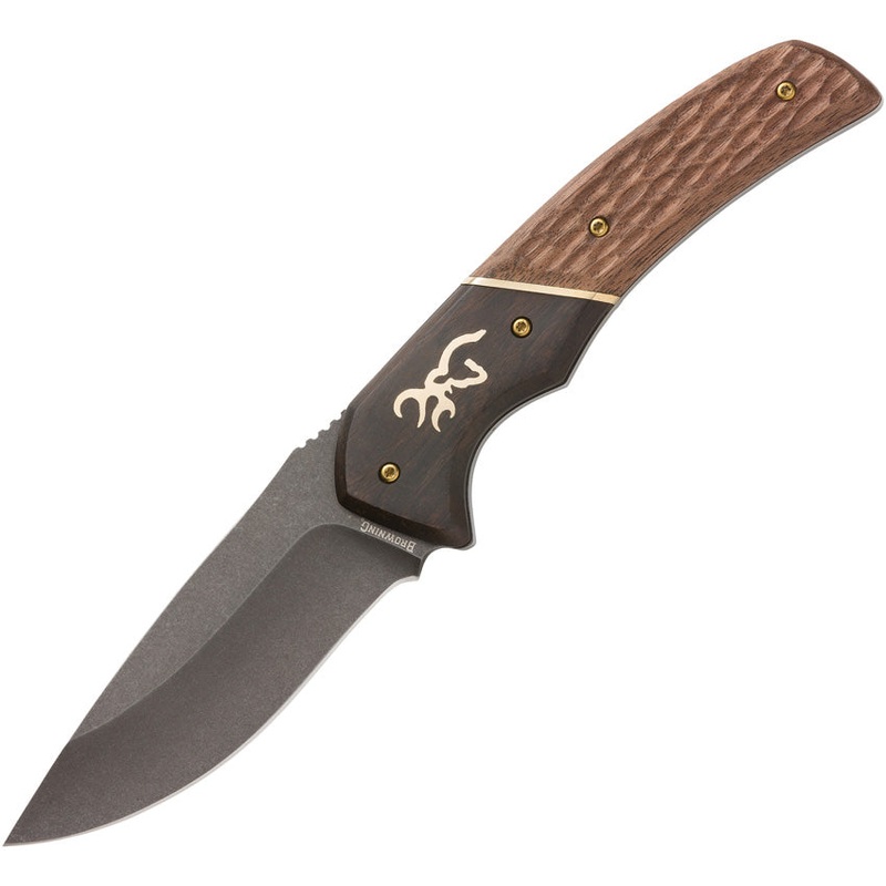 Browning Large Hunter Brown Wood 440C Stainless Skinner Fixed Blade Knife 0397B
