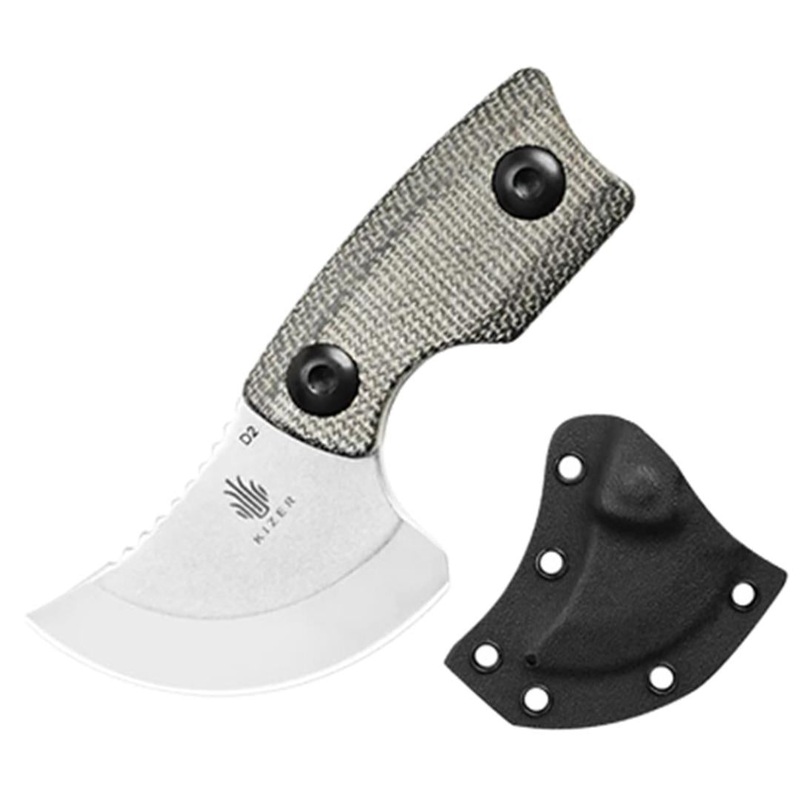Kizer Cutlery Rocker Black Micarta D2 Steel Fixed Blade Knife w/ Sheath 1051A1- Kizer SALE