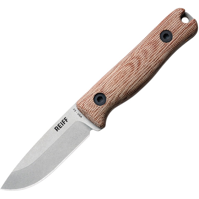Reiff Knives F3 EDC Natural Micarta CPM-3V Fixed Blade Knife w/ Kydex Sheath F3NCMK