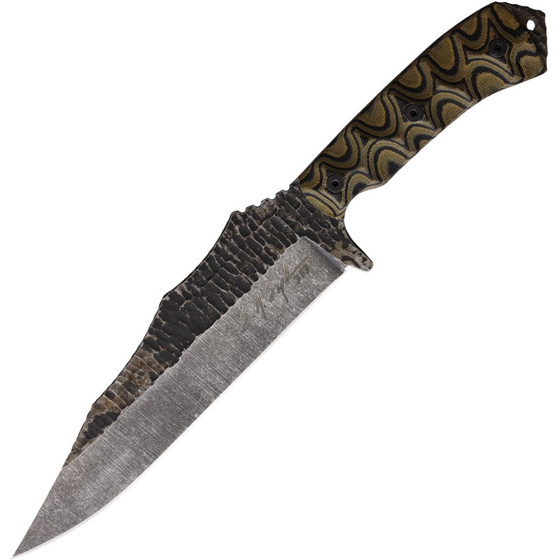 Stroup Knives Mountain Predator Camo Micarta 1095HC Fixed Blade Knife PMPCAMOC