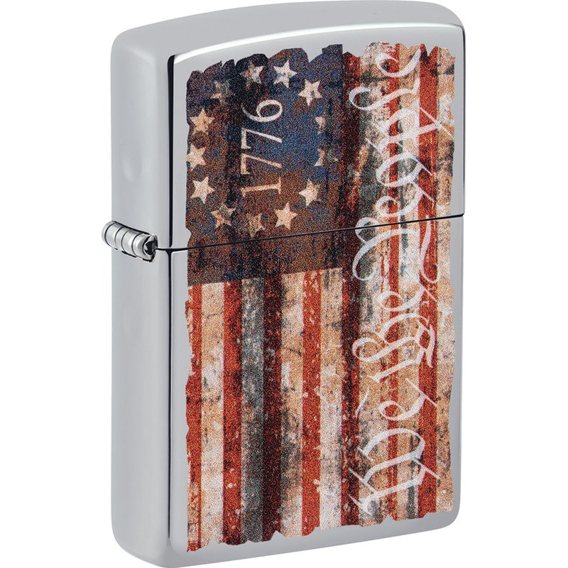Zippo Americana Flag High Polish Chrome Windproof Lighter 71862