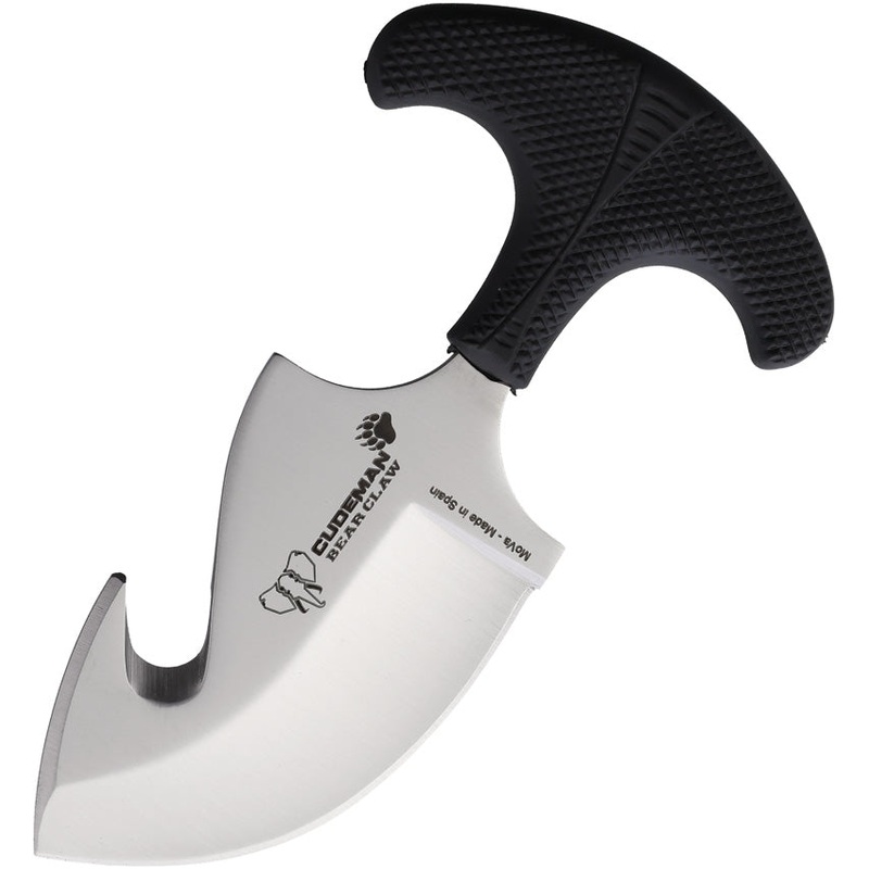 Cudeman Bear Claw Black Rubber Vanadium Molybdenum Fixed Blade Knife w/ Sheath 139H
