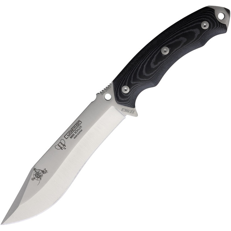 Cudeman Survival Black & Gray Micarta Bohler N695 Fixed Blade Knife w/ Sheath 125M