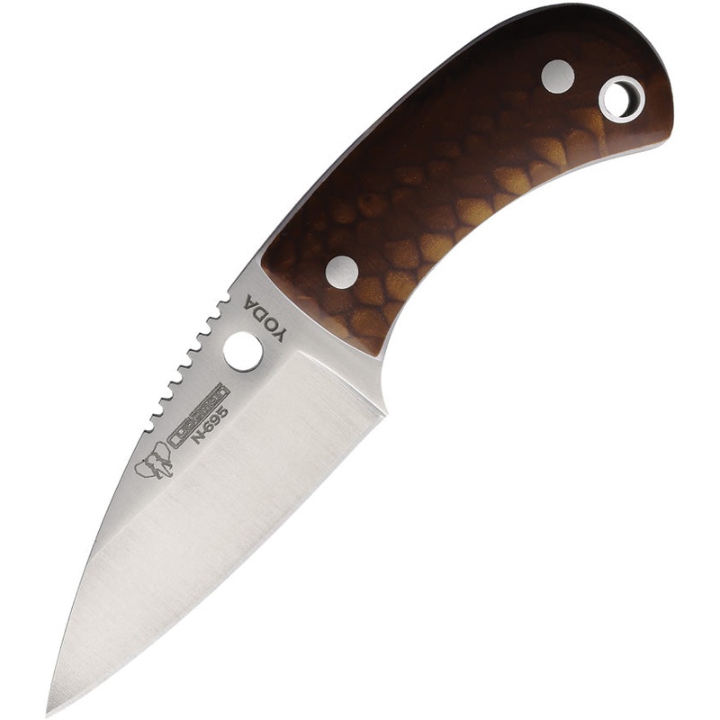 Cudeman YODA Brown Juma Bohler N695 Fixed Blade Neck Knife w/ Sheath 200JM