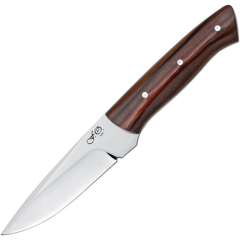 Fox Puukox Brown Wood Stainless Fixed Blade Knife w/ Belt Sheath CT2606