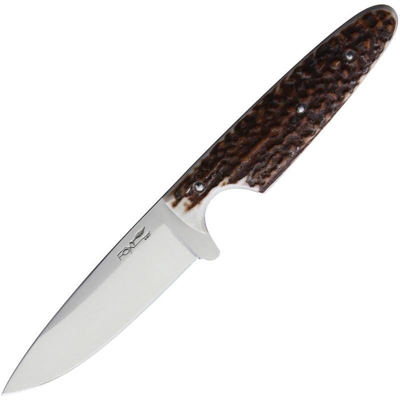 Fox Vintage Brown Stag 440C Stainless Fixed Blade Knife w/ Belt Sheath 638CE