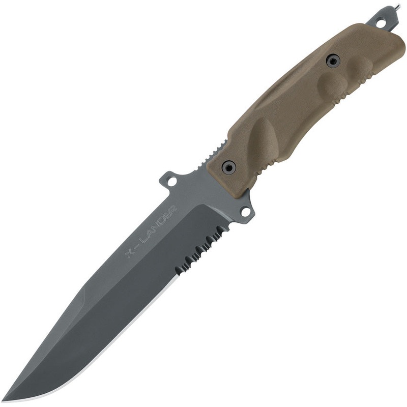 Fox X Lander Coyote Tan Partially Serrated Fixed Blade Knife w/ Sheath 0171109