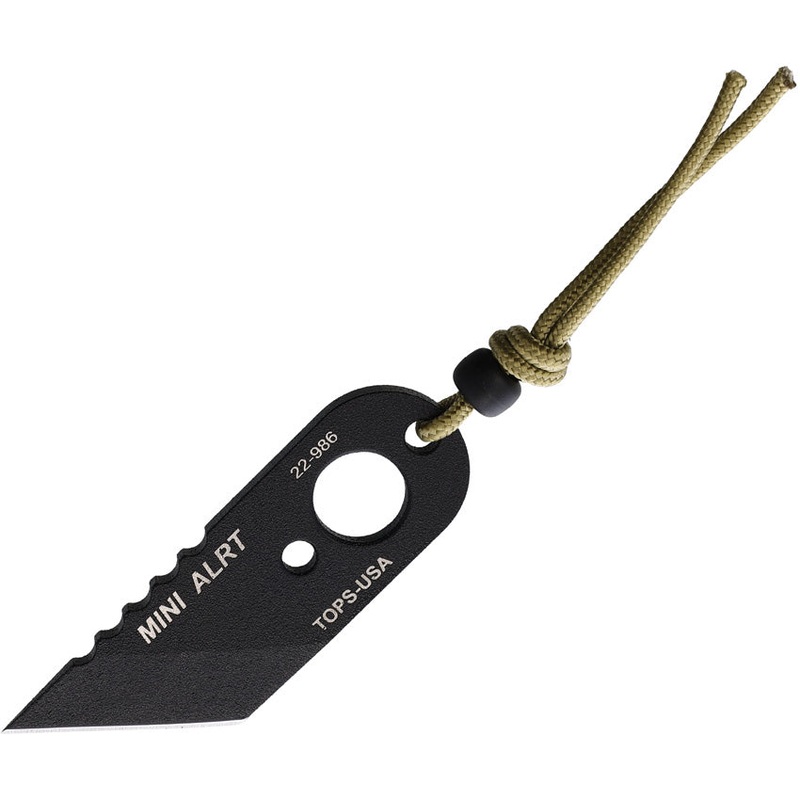 TOPS Mini ALRT Black 1095 Tanto Fixed Blade Neck Knife w/ Sheath MINIALRT