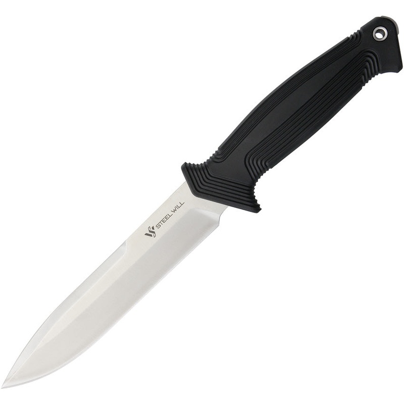 Steel Will Argonaut 820 Fixed Spear Pt Blade Black TPR Handle Knife + Sheath 820