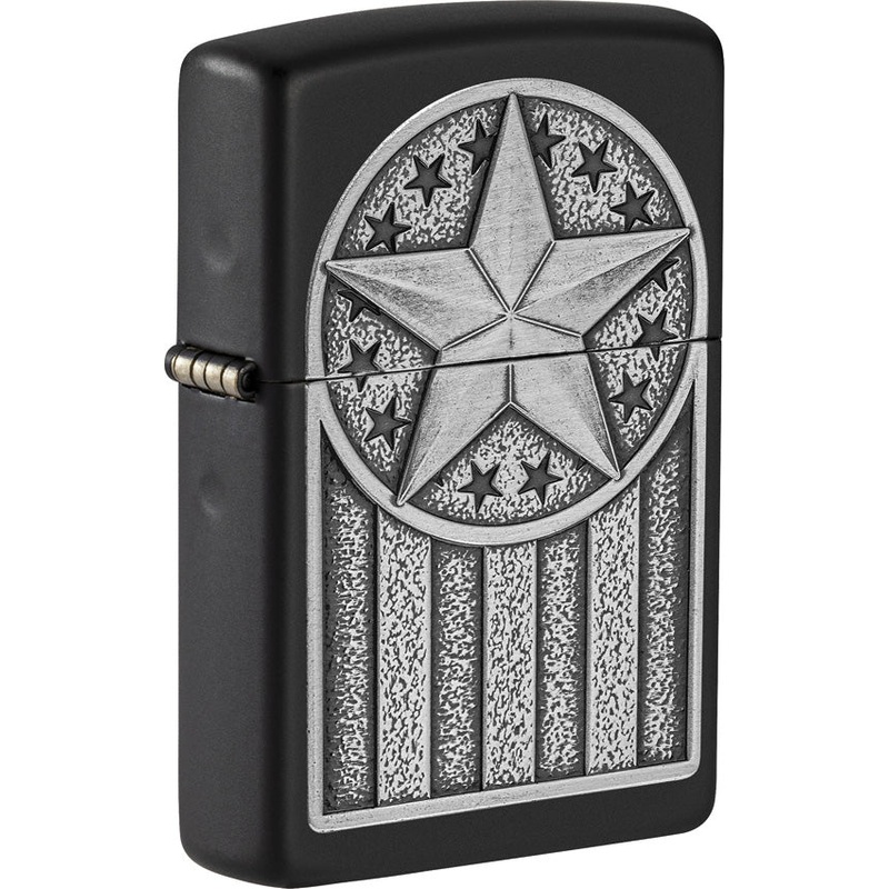 Zippo American Metal Emblem Design Black Matte Windproof Lighter 70766