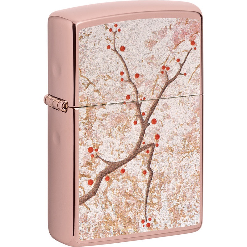 Zippo Cherry Blossom Design High Polish Rose Waterproof Lighter 21603