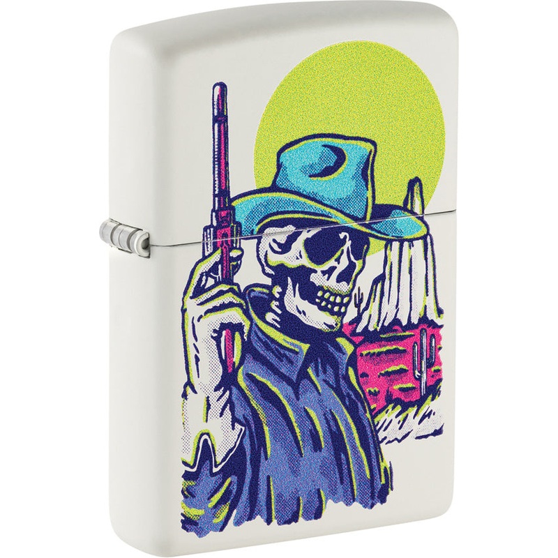 Zippo Cowboy Skull Design Cream Matte Windproof Lighter 73659