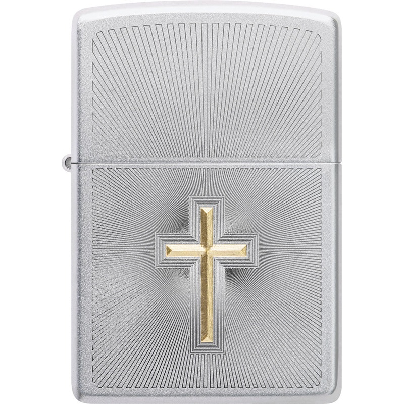 Zippo Cross Design Satin Chrome Windproof Lighter 73862