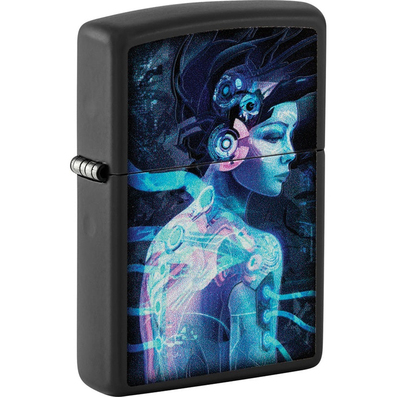 Zippo Cyborg Woman Design Black Matte Windproof Lighter 73667