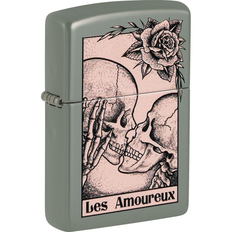 Zippo Death Kiss Skull Design Green Matte Windproof Lighter 53220