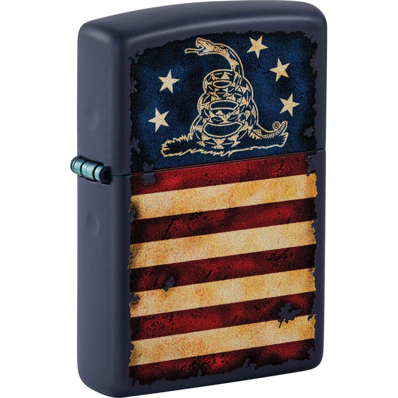 Zippo Dont Tread On Me Flag Design Blue/White/Red Matte Waterproof Lighter 73752