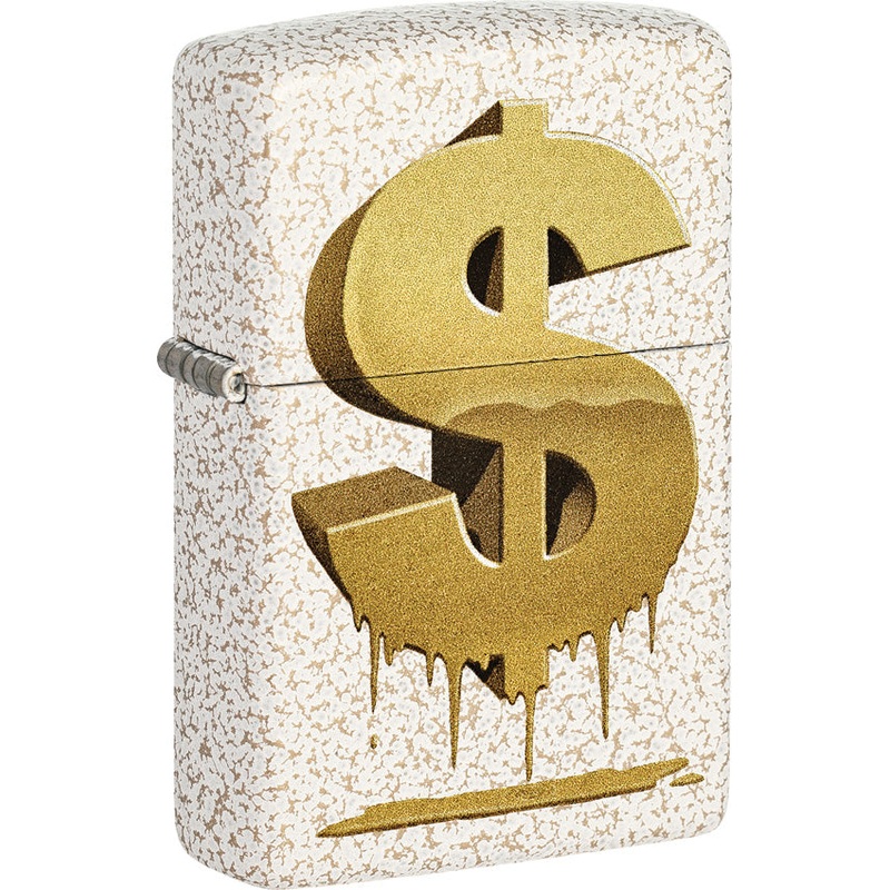 Zippo Drippy Dollar Design Gold/White Mercury Glass Waterproof Lighter 70791