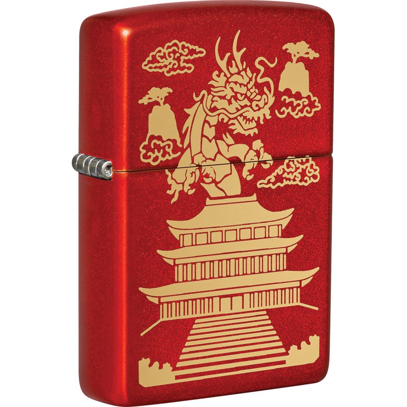 Zippo Eastern Dragon Design Red Street Chrome Waterproof Lighter 21703